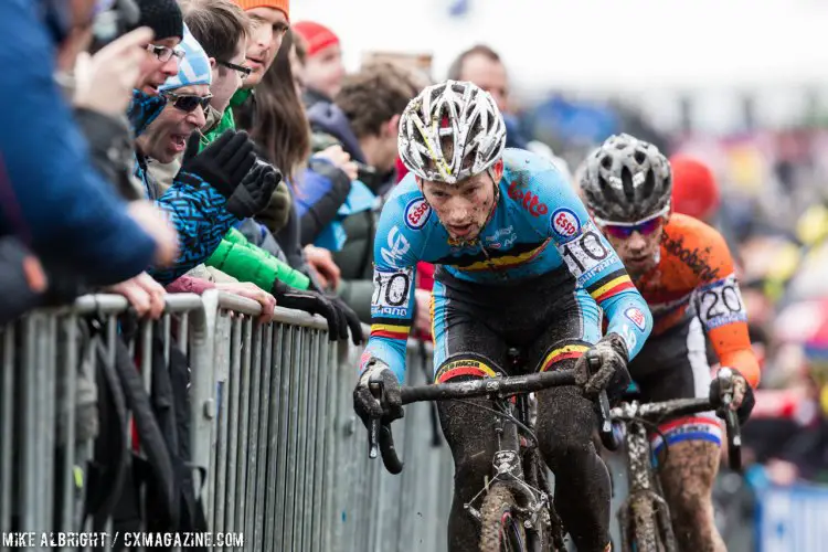 Pauwels would lead the chase of Vanthourenhout for the first half of the race, but began to fade and van der Haar took over. © Mike Albright / Cyclocross Magazine