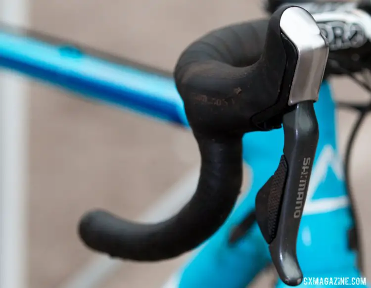 Shimano R785 hydraulic Di2 levers on Jonathan Page's 2015 National Championship Fuji Altamira cyclocross bike. © Cyclocross Magazine