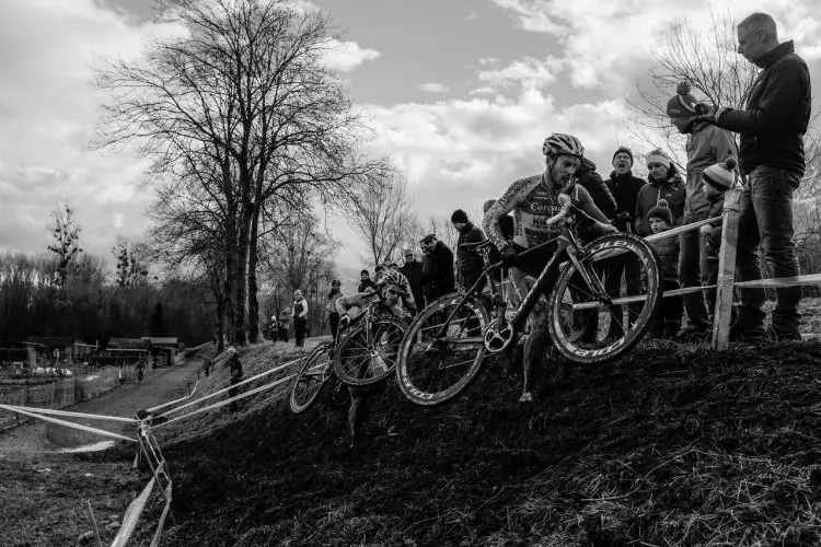Does fear drive you or drive you away? Riders storming up an off-camber in the Swiss Cyclo-cross Championships. Photo by Sébastien Gasser on flickr.