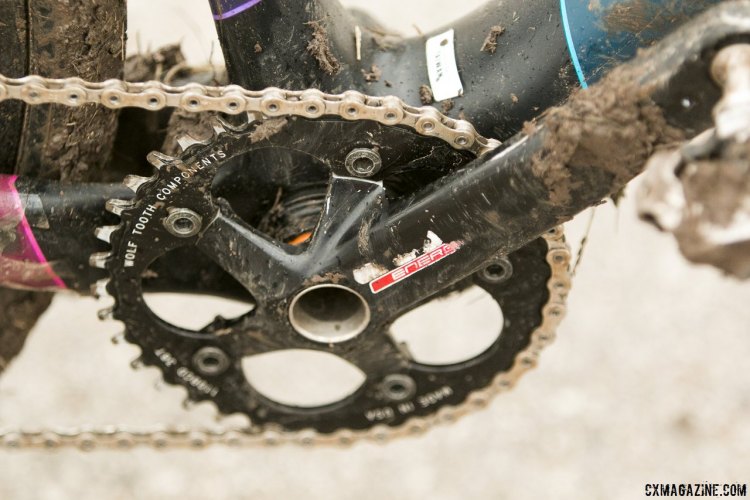 Ramsay uses a Wolf Tooth Component singlering on an FSA crankset, mated with the rest of a CX1 drivertain. © Cyclocross Magazine