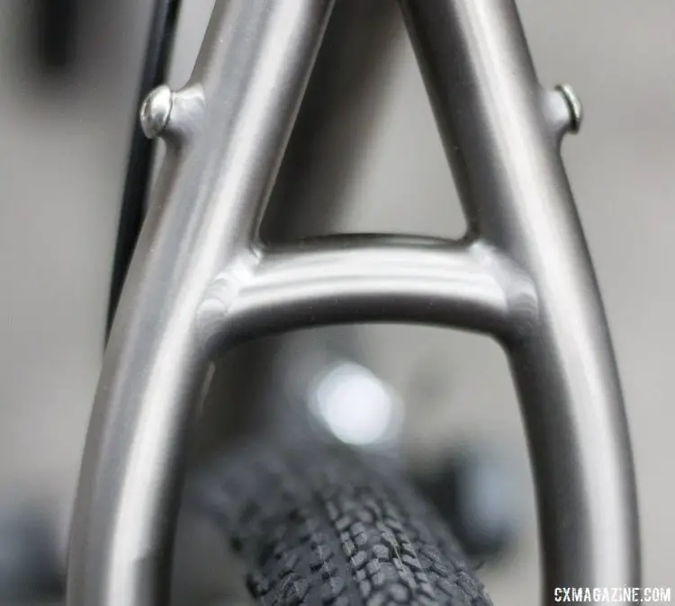 Rack mounts and impeccable welds on the DeSalvo Custom Cycles gravel bike. NAHBS 2015. © Cyclocross Magazine