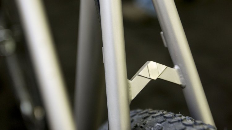No. 22 Bike's Broken Arrow titanium cyclocross bike, like their other models, is named after a Neil Young song, and the seatstay bridge reinforces the theme. NAHBS 2015. © Cyclocross Magazine