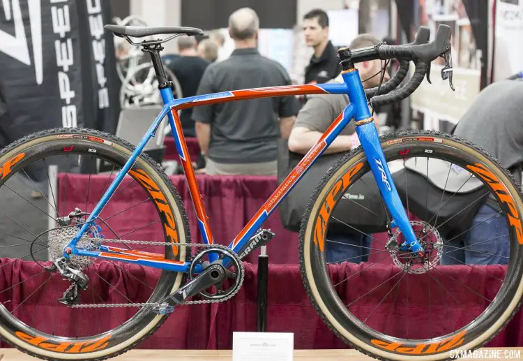 Indianapolis-based Shamrock Cycles has no less than four cyclocross bikes on display, and this paint job on customer Greg Dyas' bike may be the most eye-catching finish we've seen on the show. © Cyclocross Magazine