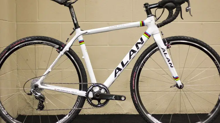 The Alan Cross Max Race is a carbon monocoque frameset, and is a rare frameset for canti lovers. Velo Sport Imports will be importing the legendary Alan cyclocross bikes for this season. NAHBS 2015. © Cyclocross Magazine
