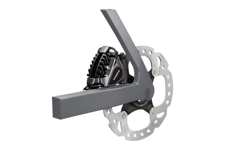 Shimano’s new flat mount hydraulic disc brake caliper. © Shimano