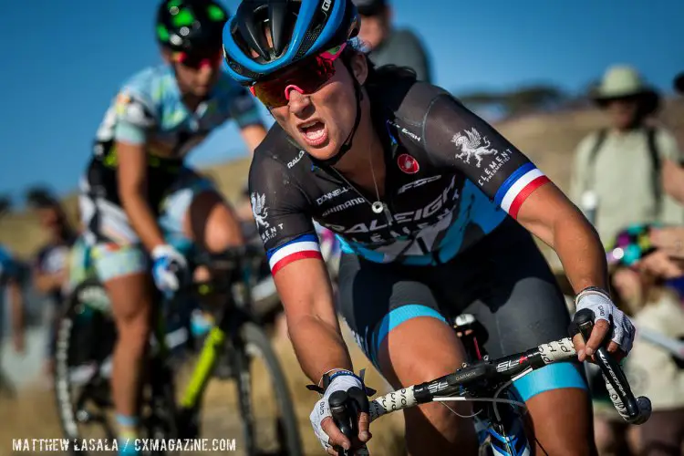 Caroline Mani managed to stay ahead of Maximenko for the 2015 Sea Otter win. © Matthew Lasala / Cyclocross Magazine