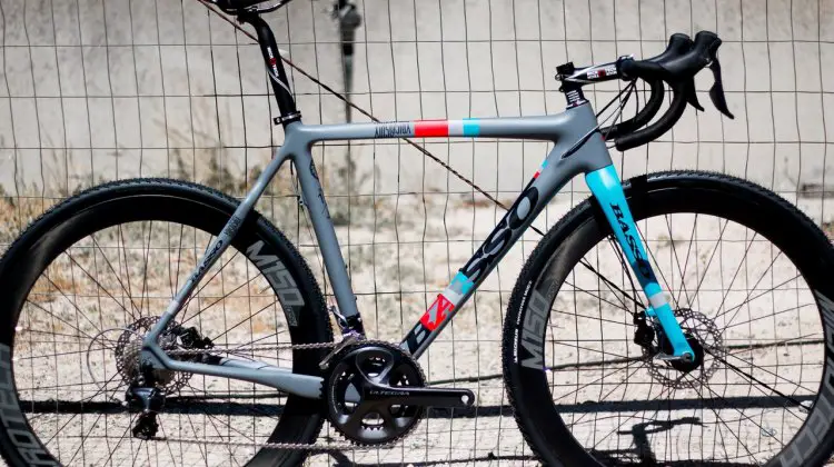 Italy's Basso is bringing its XDisc carbon cyclocross bike to the States, selling direct to dealers, and offers Microtech wheels and cockpits. Sea Otter 2015. © Cyclocross Magazine