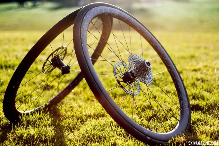 First ride: Easton EC90 SL carbon tubeless wheelset, wth Schwalbe One tubeless road tires, helped us scale Empire Grade and bomb the descent. © Cyclocross Magazine