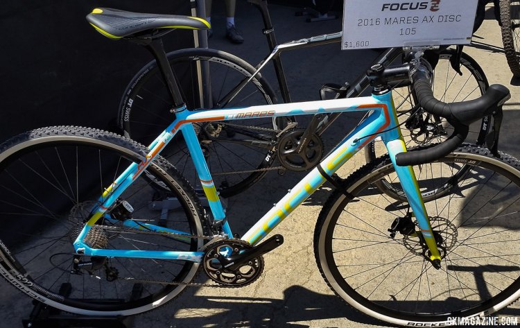 Focus bikes had a few of their 2016 cyclocross bikes on display, including this 2016 Focus Mares AX 105 model, with TRP HY/RD brakes and Shimano 105 for just $1600. Sea Otter 2015. © Cyclocross Magazine