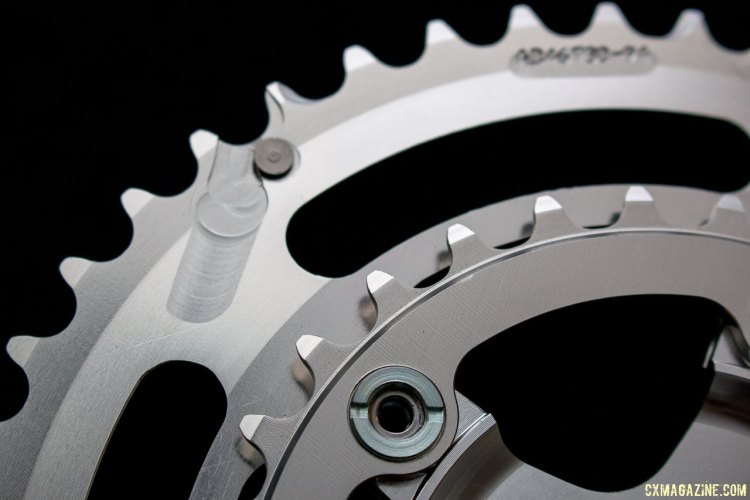 Machined ramps and pins for snappy shifts on IRD's Defiant' big chainring. © Cyclocross Magazine