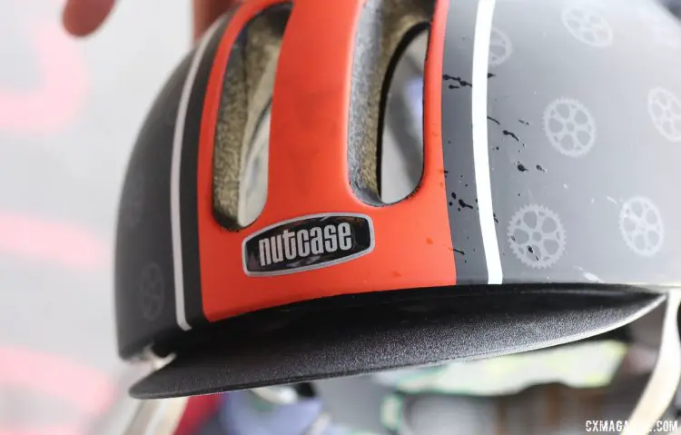 The Nutcase Metroride has a plastic removable visor that shields you from sun or rain. Sea Otter 2015. © Cyclocross Magazine