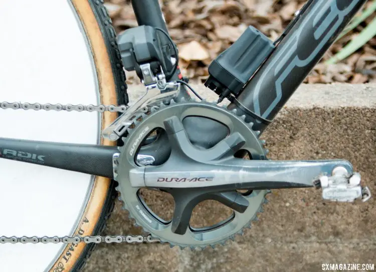 Paul Curley used 7900 Dura-Ace 130 BCD crankset, paired with matching Dura-Ace 46/39 chainrings. © Cyclocross Magazine