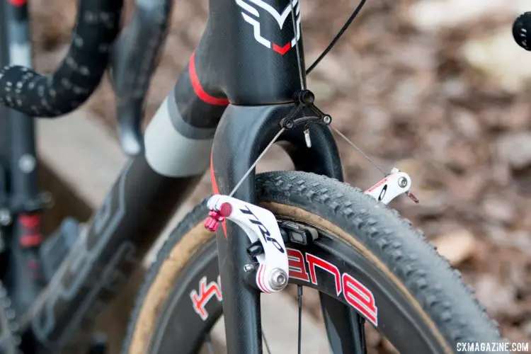 For braking power, Curley used used TRP SL Carbon CR959 cantilevers. © Cyclocross Magazine