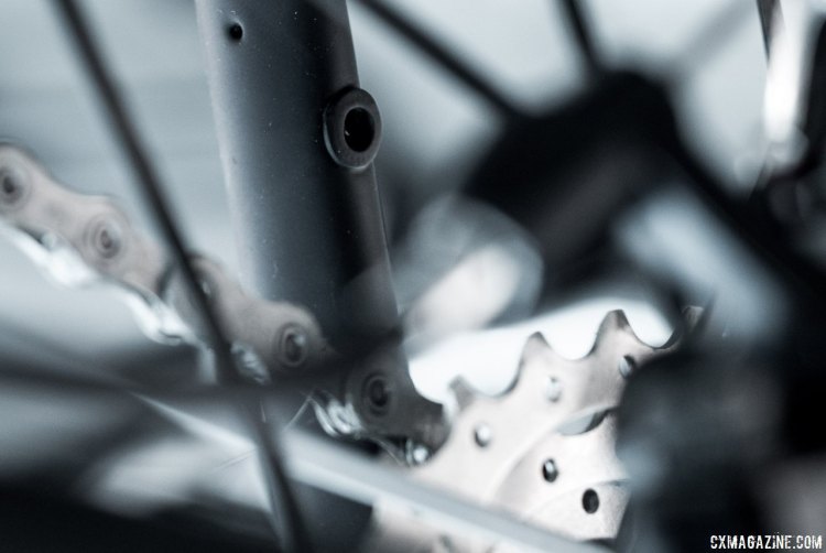 Raleigh's Roker carbon gravel bike features hidden fender mounts front and rear. Sea Otter 2015. © Cyclocross Magazine