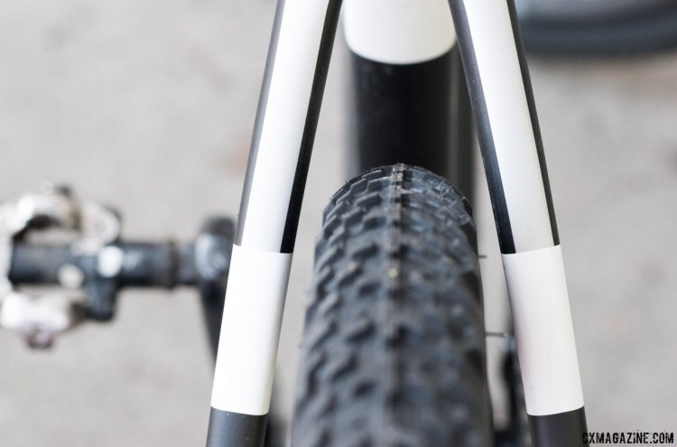 Seatstays clear the WTB 40c Nano tire easily. Santa Cruz carbon Stigmata cyclocross bike. © Cyclocross Magazine