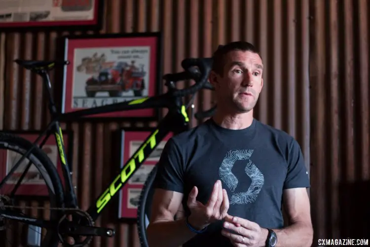 Nic Sims walks us through the changes made in updating the Scott Addict CX bike - Sea Otter 2015. © Cyclocross Magazine