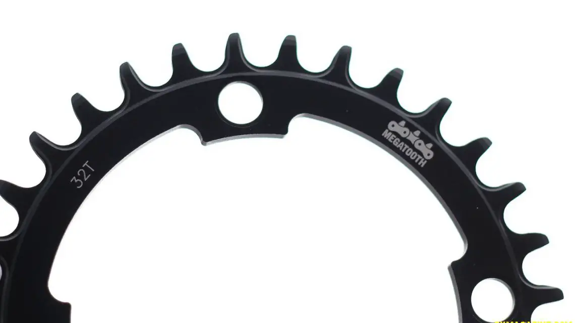 FSA's own 1x chainrings are now available, and the Megtooth pattern is wide/narrow and also slightly hooked for better chain retention. Sea Otter cyclocross and gravel. © Cyclocross Magazine