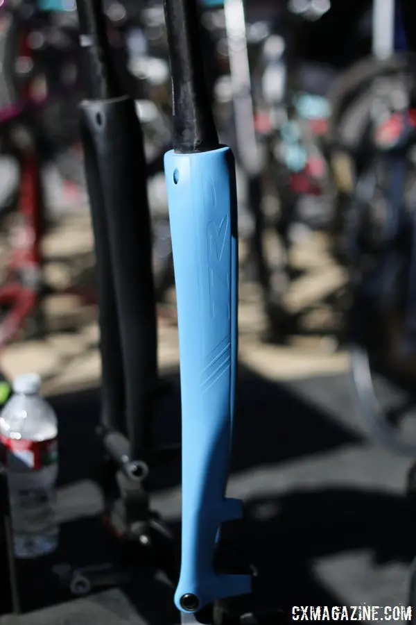 TRP's thru axle cyclocross fork is gaining and facilitating traction. The one off version is custom painted, with a recessed logo. Sea Otter Classic 2015. © Cyclocross Magazine