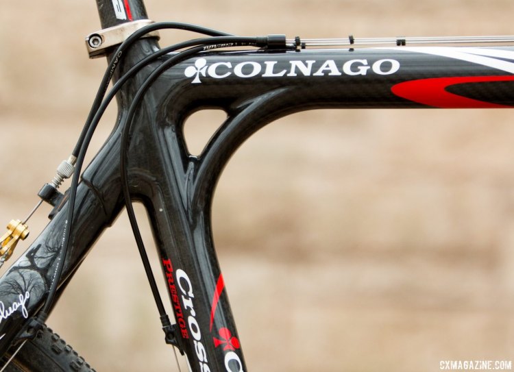 From the Pro Bikes of Rob Peeters and Jens Adams to Tove Shere’s Nats-winning bike, Colnago has stuck with externally routed cables along the top tube, resisting internally routed cables for years. © Cyclocross Magazine