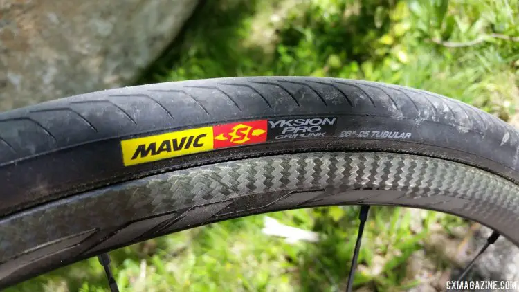 Mavic pairs its wider Pro Carbon SL wheels with its own Yksion Pro 25c clinchers or tubulars. The 25c tubular is shown here. © Cyclocross Magazine