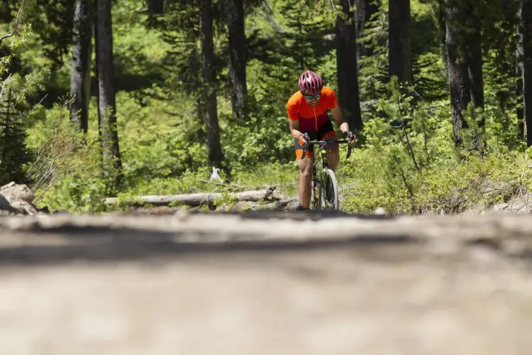 The author climbing Wyoming gravel in the new Ksyrium 2015 clothing line and on the Allroad wheelset and tires. The system held up well in the rough conditions, even if the author's legs did not. © MavicSAS