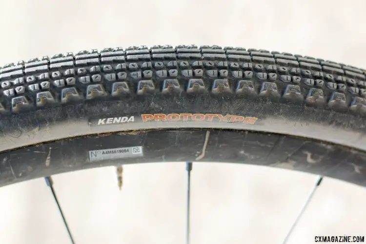 Ben Berden's Stoemper gravel bike featured 35c prototype Kenda gravel tires. They measured 40c on his FSA SL-K wheels. 2015 Lost and Found. © Cyclocross Magazine