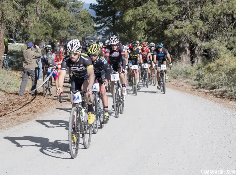 The pro men and women's start of the 100-mile 2015 Lost and Found gravel race. © Cyclocross Magazine