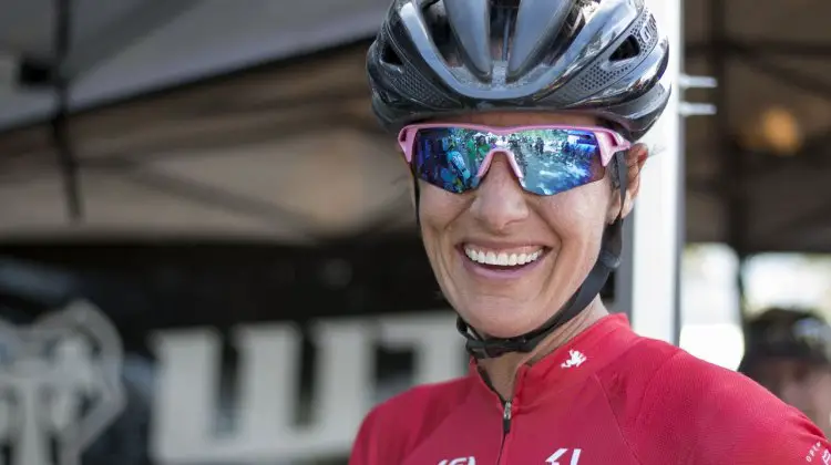 Nicole Duke is all smiles after having some time to enjoy the scenery of the Sierra Buttes. Duke is focused on advocacy and development nowadays, but may still toe the line at select UCI races this fall. 2015 Lost and Found gravel race. © Cyclocross Magazine