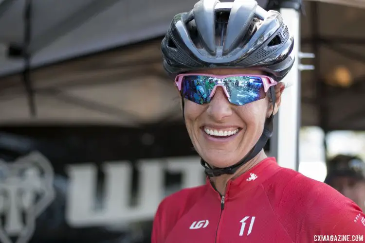 Nicole Duke is all smiles after having some time to enjoy the scenery of the Sierra Buttes. Duke is focused on advocacy and development nowadays, but may still toe the line at select UCI races this fall. 2015 Lost and Found gravel race. © Cyclocross Magazine