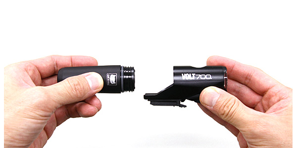 The cartridge battery on Cateye's Volt 700 really sets it apart from the competition. Photo from Cateye.