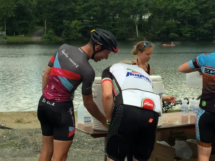 Jeremey Powers puts a lot of effort into the event, and on ride day, when he’s not serving food and drinks, he’s scooping ice cream for riders. © Andrew Reimann