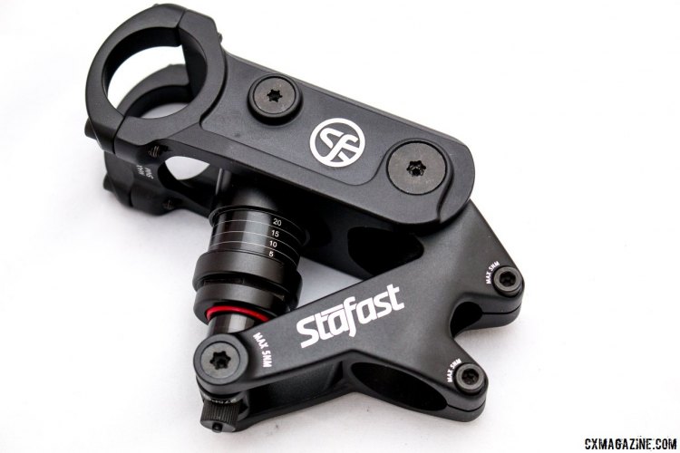 Stafast air shock suspension stem offers angle adjustment and air-dampened travel. © Cyclocross Magazine