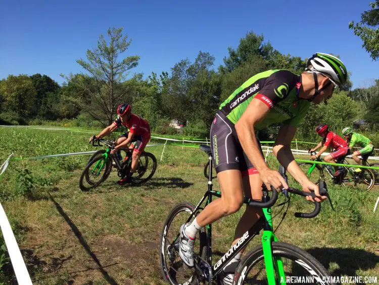 Trebon leads the group around the turn. © Andrew Reimann / Cyclocross Magazine