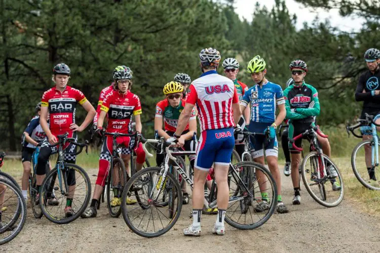 Mid-morning cyclocross-specific training begins with a breakdown of skills followed by ample practice/drills. © Tom Robertson