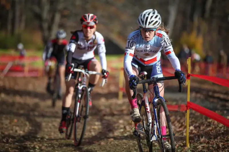 Stephen Hyde charges through the barriers on a muddy day of racing at the 2014 Cycle-Smart Northampton International. Photo provided by Verge NECXS