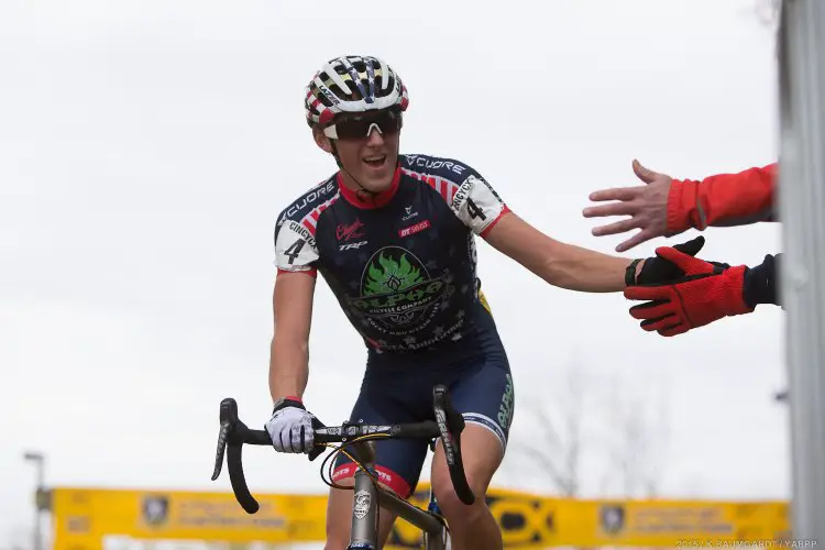 Gage Hecht wins the UCI Junior Men's race at Kings CX.