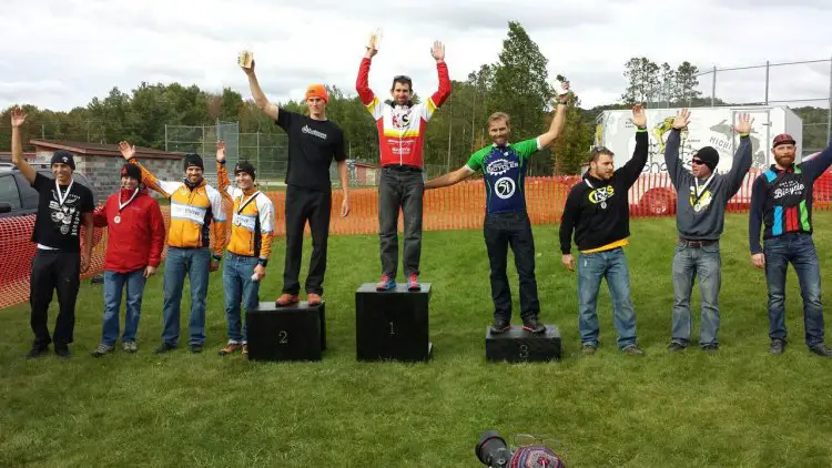 The podium for the 60-Mile Men's Race. © Julie McGraw Photography