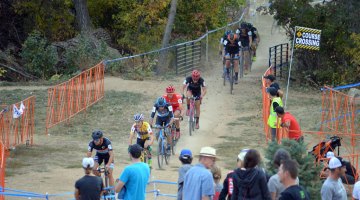 Danny Summerhill (Maxxis-Shimano) strings out the US Open of Cyclocross Elite Men's Field early on. © Ali Whittier