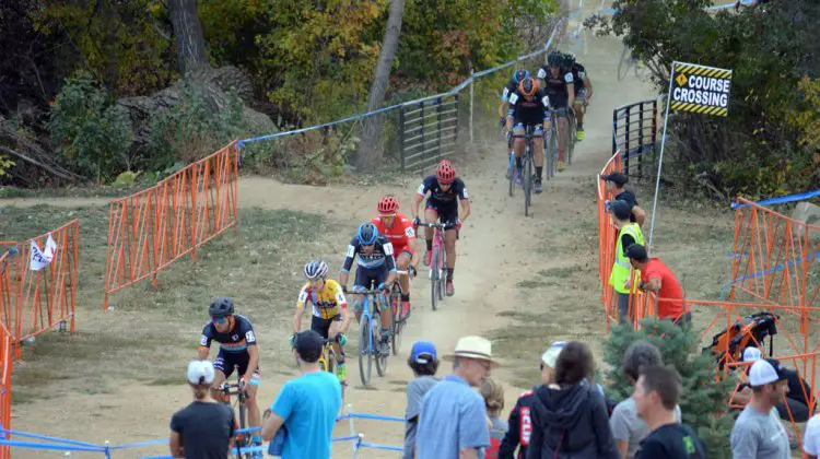 Danny Summerhill (Maxxis-Shimano) strings out the US Open of Cyclocross Elite Men's Field early on. © Ali Whittier