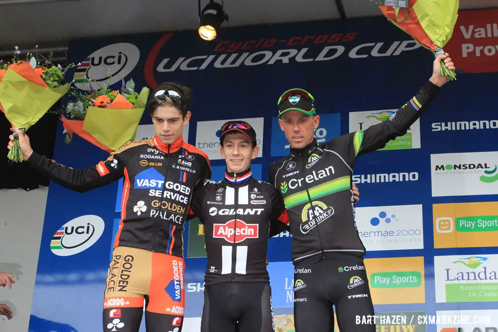The 2015 Valkenburg World Cup Elite Men's Podium © Bart Hazen