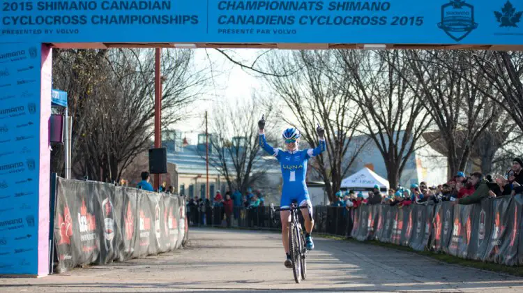 Maghalie Rochette wins the 2015 Manitoba Grand Prix of Cyclocross, her first UCI cyclocross victory. © Thomas Fricke