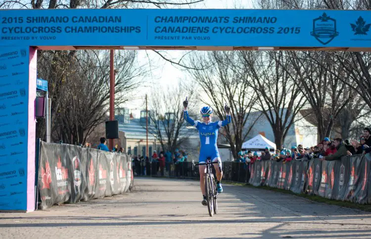 Maghalie Rochette wins the 2015 Manitoba Grand Prix of Cyclocross, her first UCI cyclocross victory. © Thomas Fricke