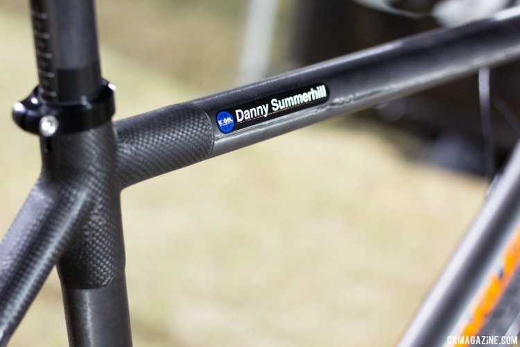 Danny's nameplate along the top tube of his Parlee Z-Zero XD. © Cyclocross Magazine