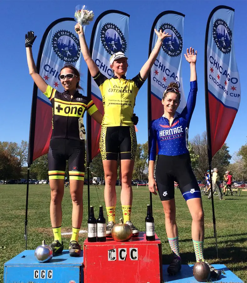 Takeshita (left) has been a regular on Chicago Cross Cup podiums. photo: Kelly Clarke