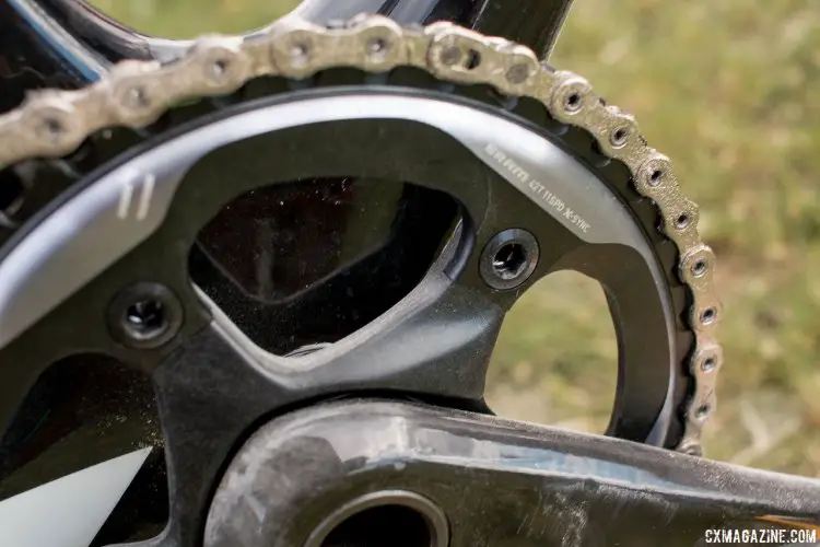 Adam Craig uses a 42-tooth x-sync chainring on his SRAM Force 1 crankset. © Cyclocross Magazine