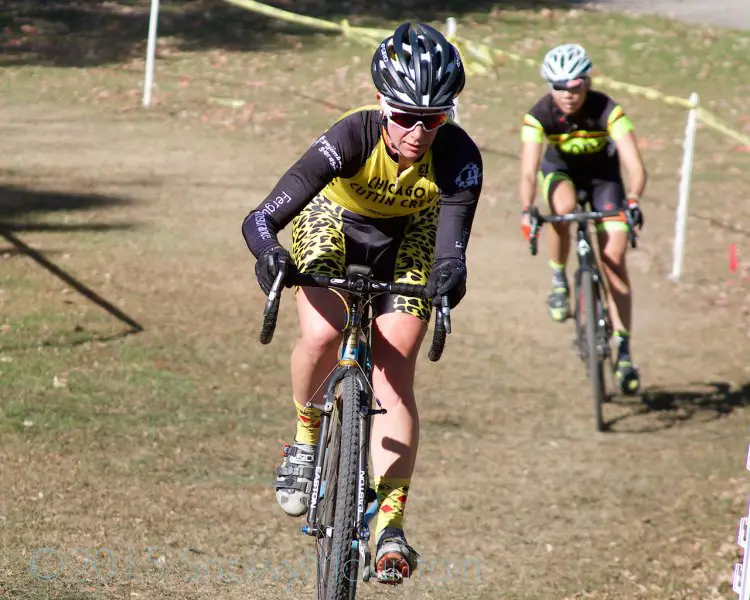 Amelia Moore (Chicago, IL), Kae Takeshita (Itasca, IL) were fighting for podium spots in the Women's Cat 3, "race-within-a-race." © SnowyMountain Photography