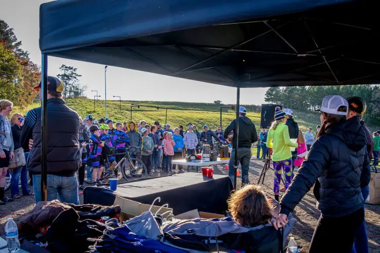 "Burn it!" Post-race raffle. © Todd Fawcett