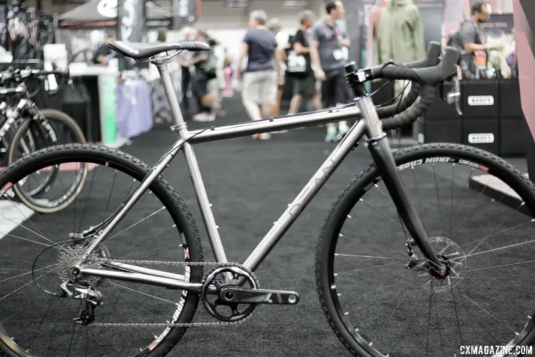 Dean's new Antero titanium cyclocross frame. $1200, with rack and fender mounts, and a threaded bottom bracket shell. Interbike 2015. © Cyclocross Magazine