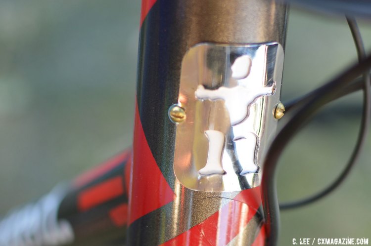 A detail shot of the Naked Bicycles headbage on Mical Dyck's Adventure Cross. © Cyclocross Magazine