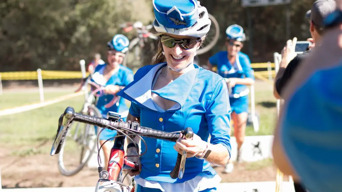 The Pan Am Mile High Club captured attention with one last flight and won a pie. Surf City Cyclocross All Hallow's Costume Cross 2015. Harbor High. © Cyclocross Magazine